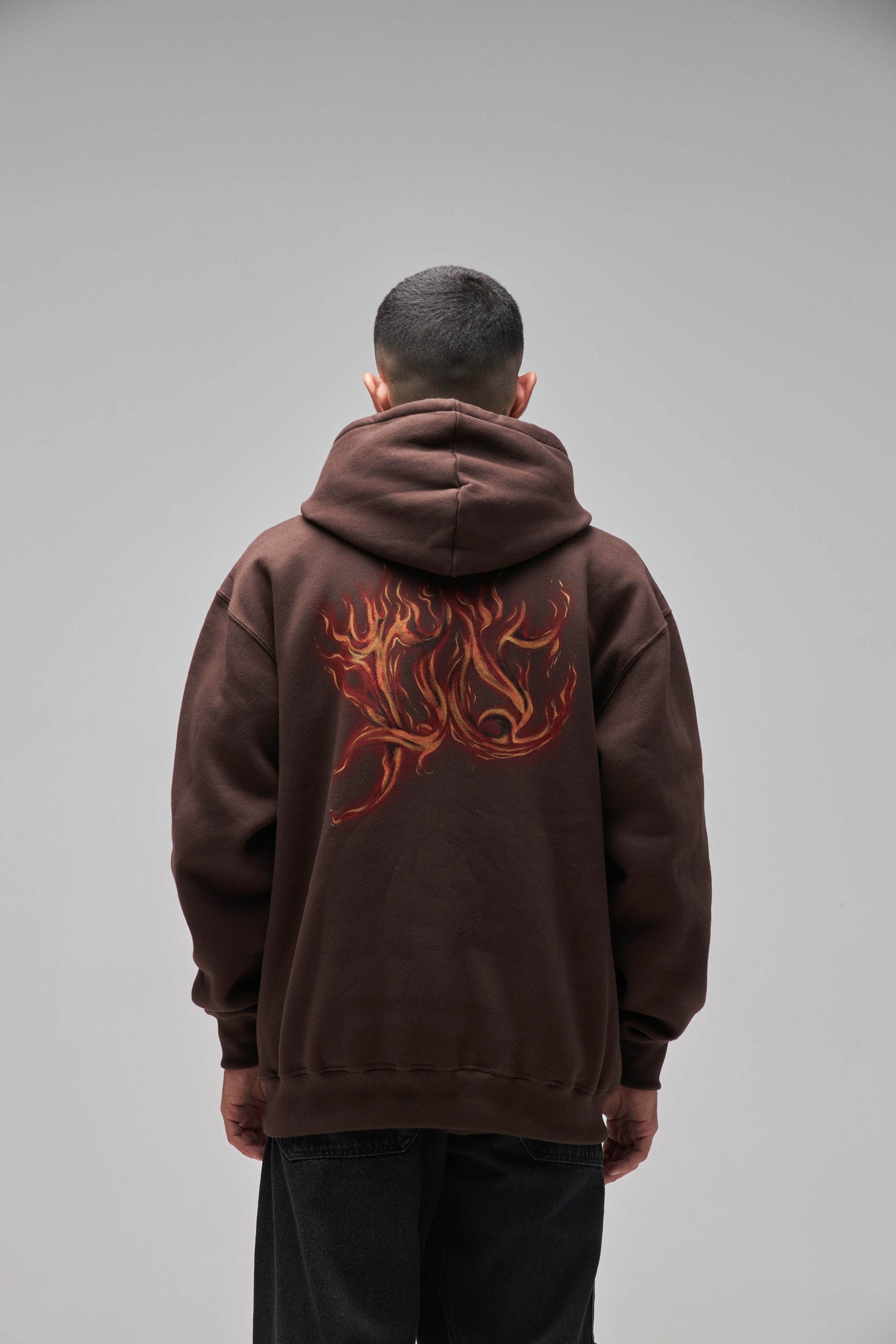 MOLETOM HOODIE "FLAMES" BROWN