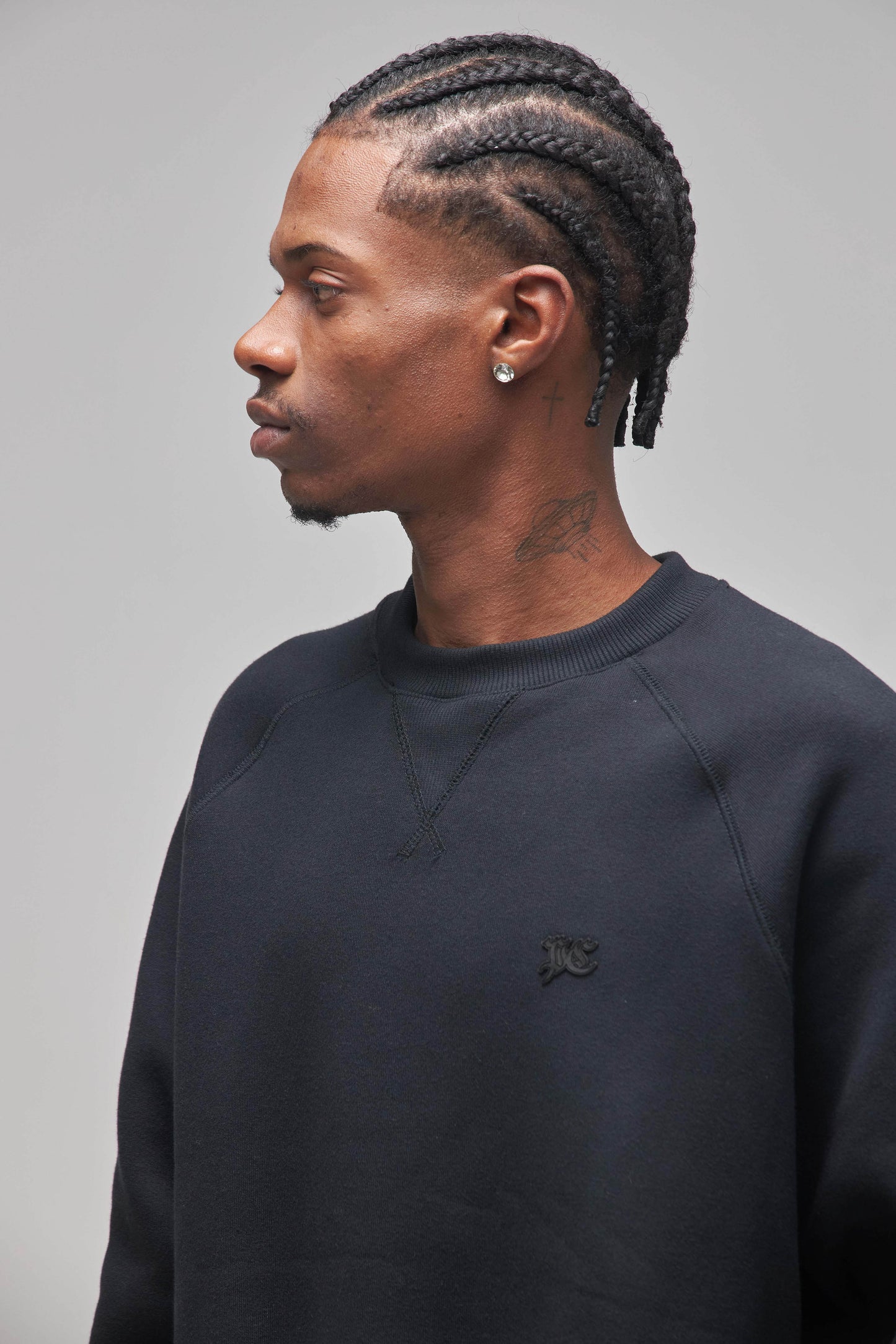 MOLETOM CREWNECK RAGLAN BLACK