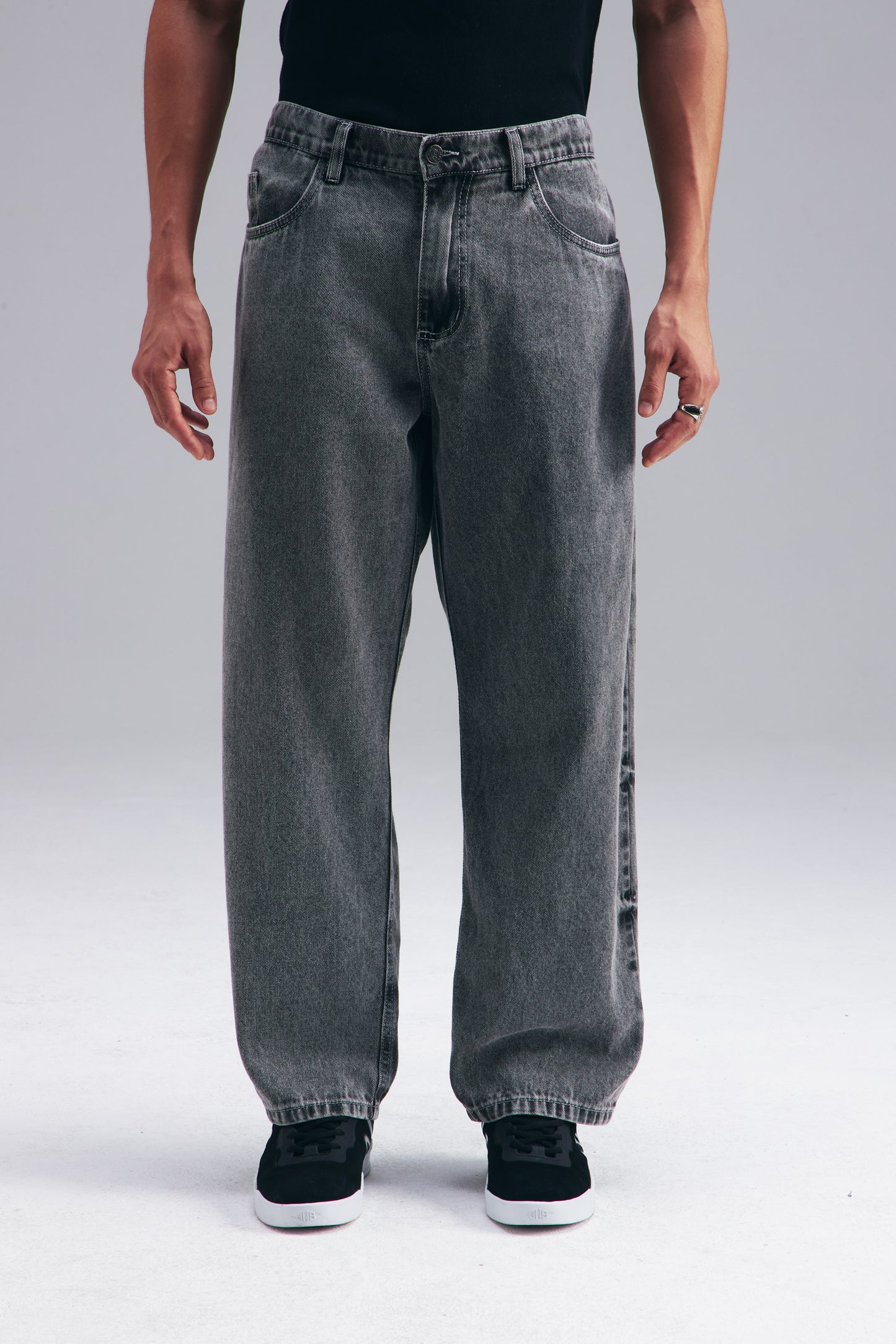 CALÇA BAGGY JEANS - WASHED GREY