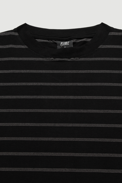 CAMISETA LISTRADA LABEL PRETO-OFF WHITE