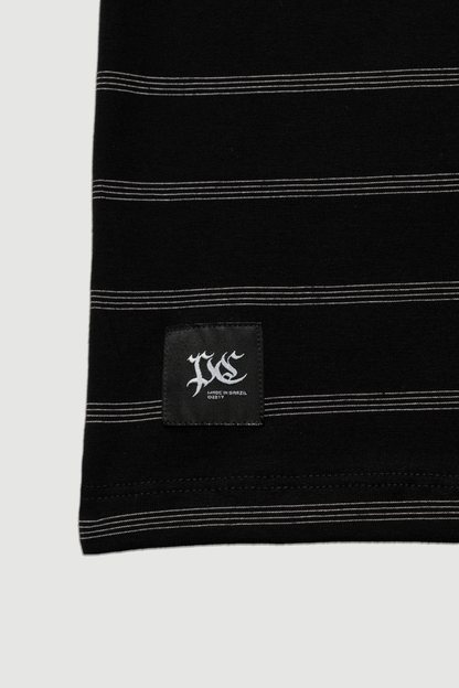 CAMISETA LISTRADA LABEL PRETO-OFF WHITE