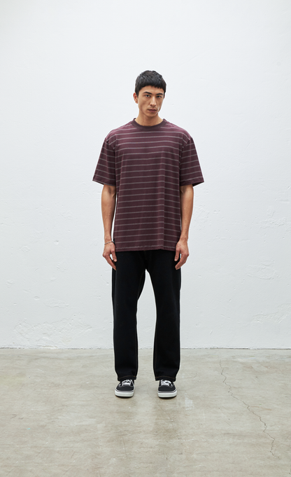 CAMISETA LISTRADA LABEL BORDO-OFF WHITE