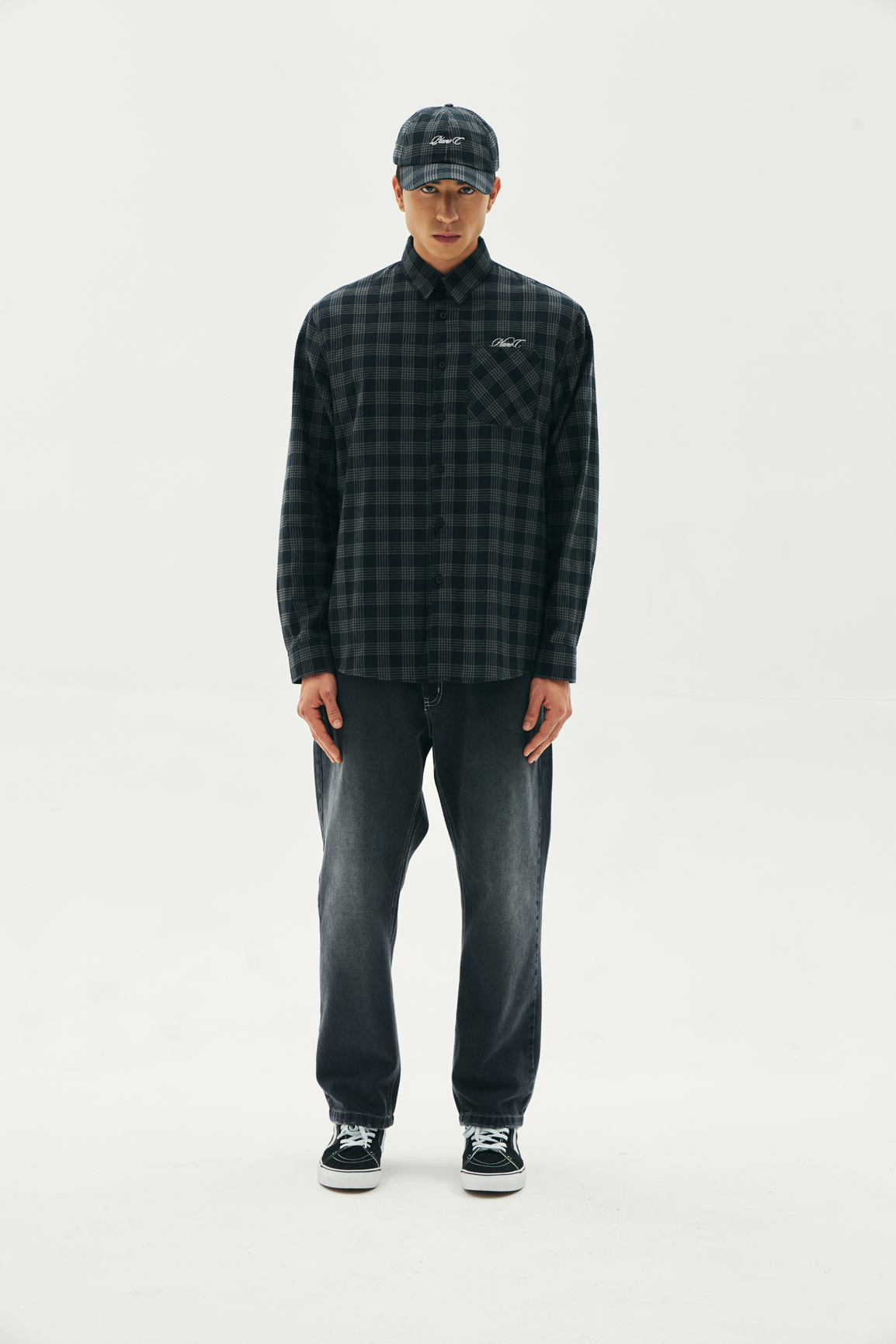 CAMISA SIGNATURE FLANNEL XADREZ PRETO-CINZA