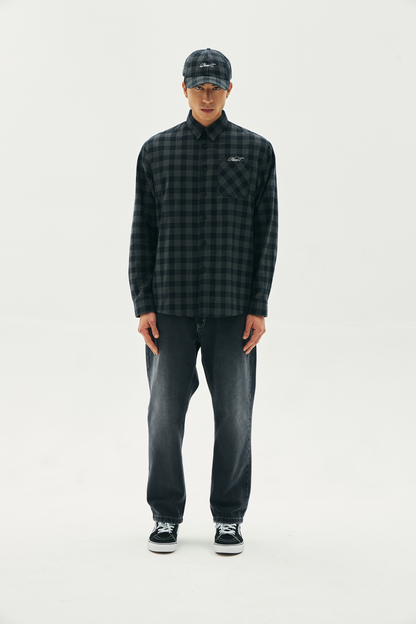 CAMISA SIGNATURE FLANNEL XADREZ PRETO-CINZA