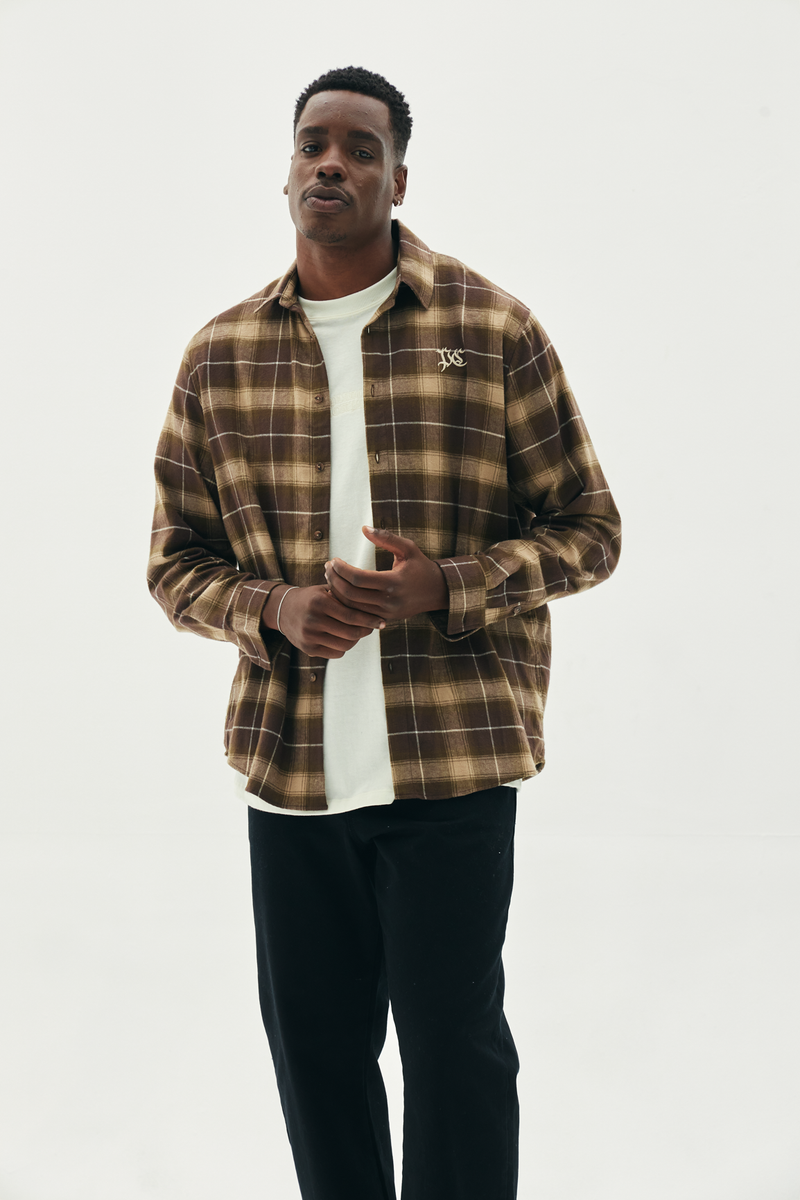CAMISA DRYLAND FLANNEL XADREZ VERDE-BEGE