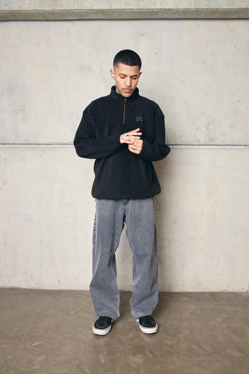 QUARTER ZIP FLEECE "PC" BLACK