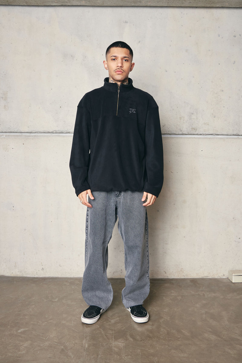 QUARTER ZIP FLEECE "PC" BLACK