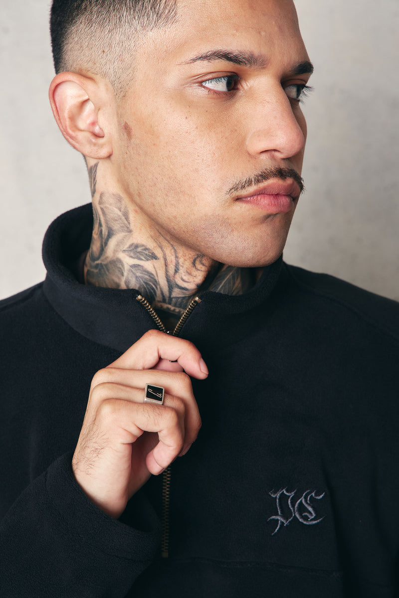 QUARTER ZIP FLEECE "PC" BLACK