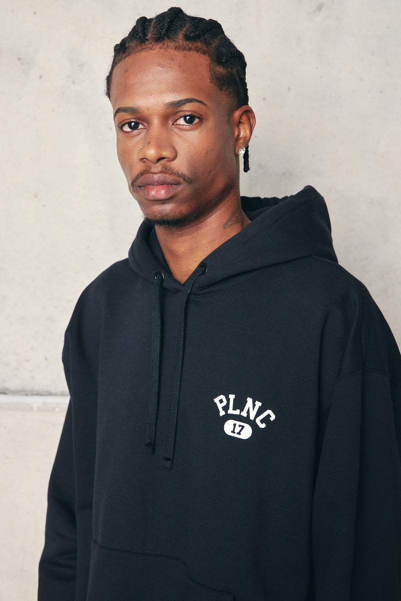 MOLETOM HOODIE "PLNC COLLEGE" BLACK