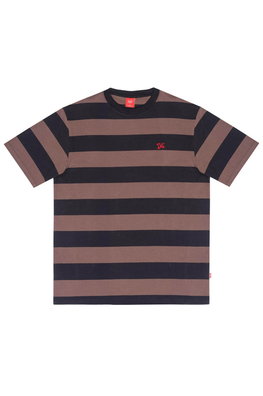 CAMISETA LISTRADA "PC" BLACK-BROWN