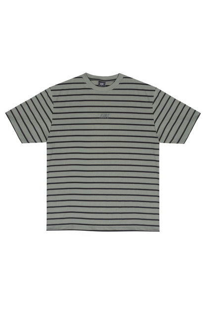 CAMISETA LISTRADA  "LOGO" OLIVE-BLACK