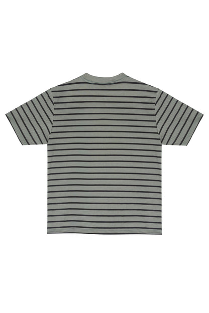 CAMISETA LISTRADA  "LOGO" OLIVE-BLACK