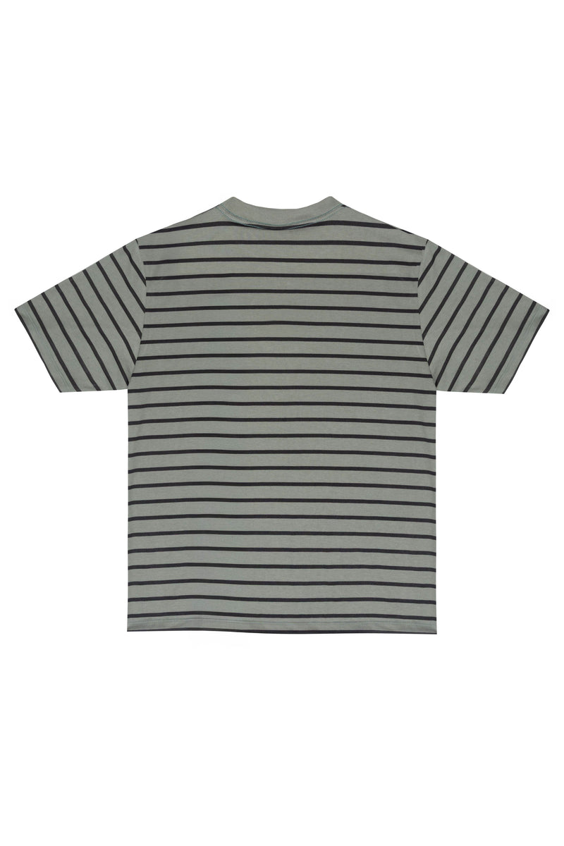 CAMISETA LISTRADA  "LOGO" OLIVE-BLACK