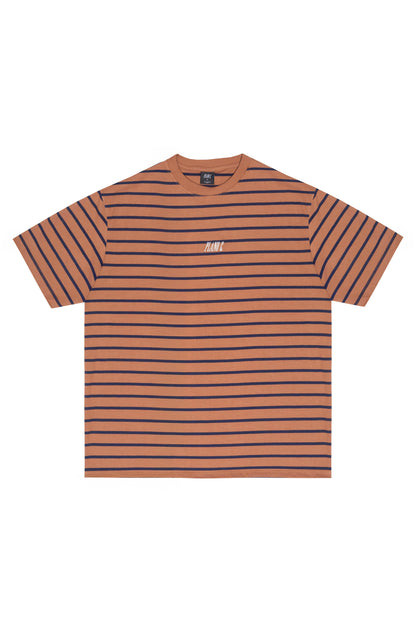 CAMISETA LISTRADA  "LOGO" RUST-NAVY