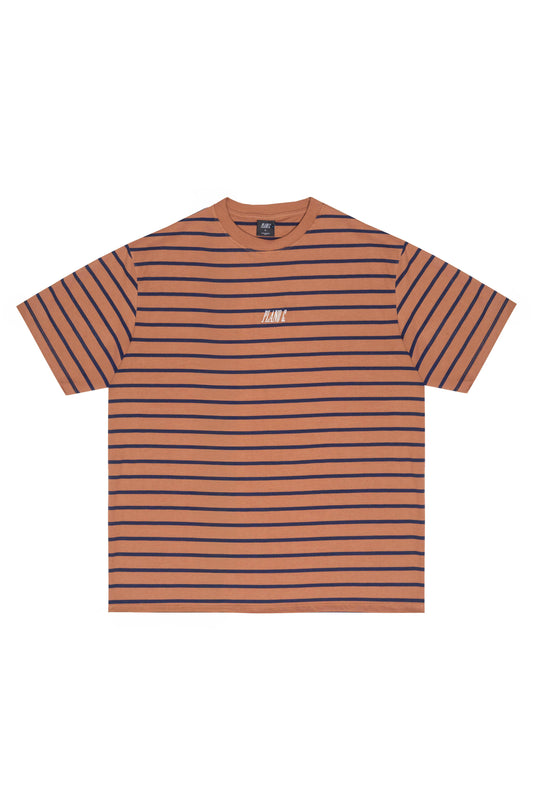 CAMISETA LISTRADA  "LOGO" RUST-NAVY
