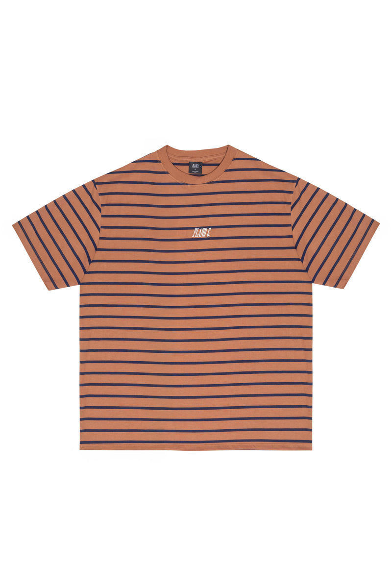 CAMISETA LISTRADA  "LOGO" RUST-NAVY