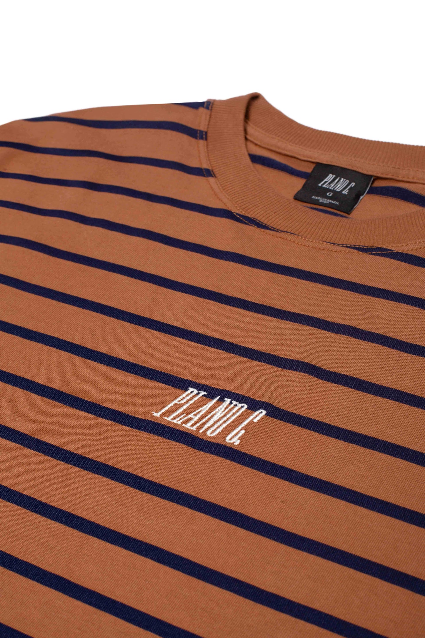 CAMISETA LISTRADA  "LOGO" RUST-NAVY