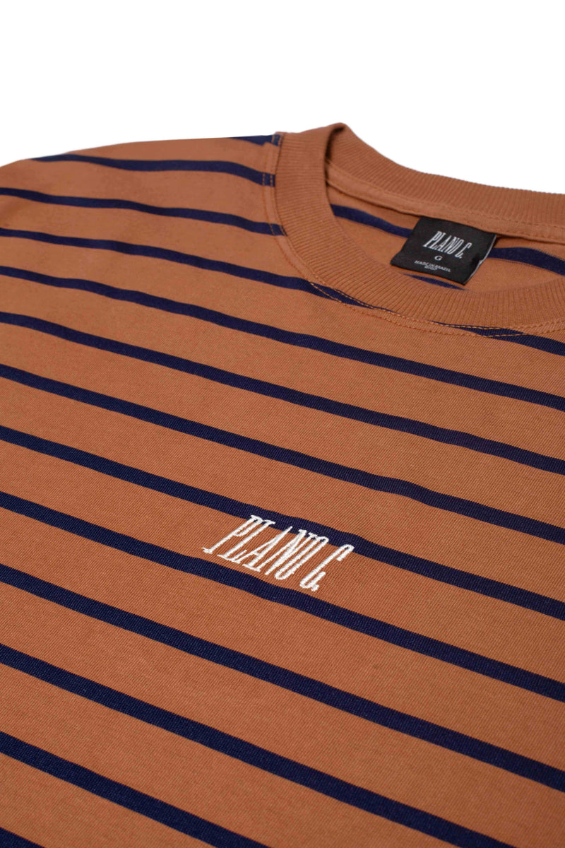 CAMISETA LISTRADA  "LOGO" RUST-NAVY