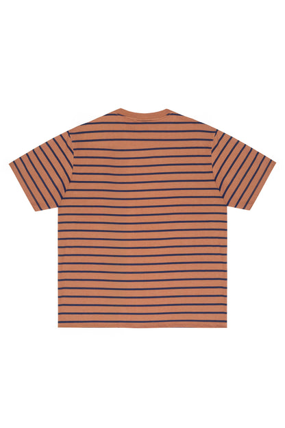 CAMISETA LISTRADA  "LOGO" RUST-NAVY