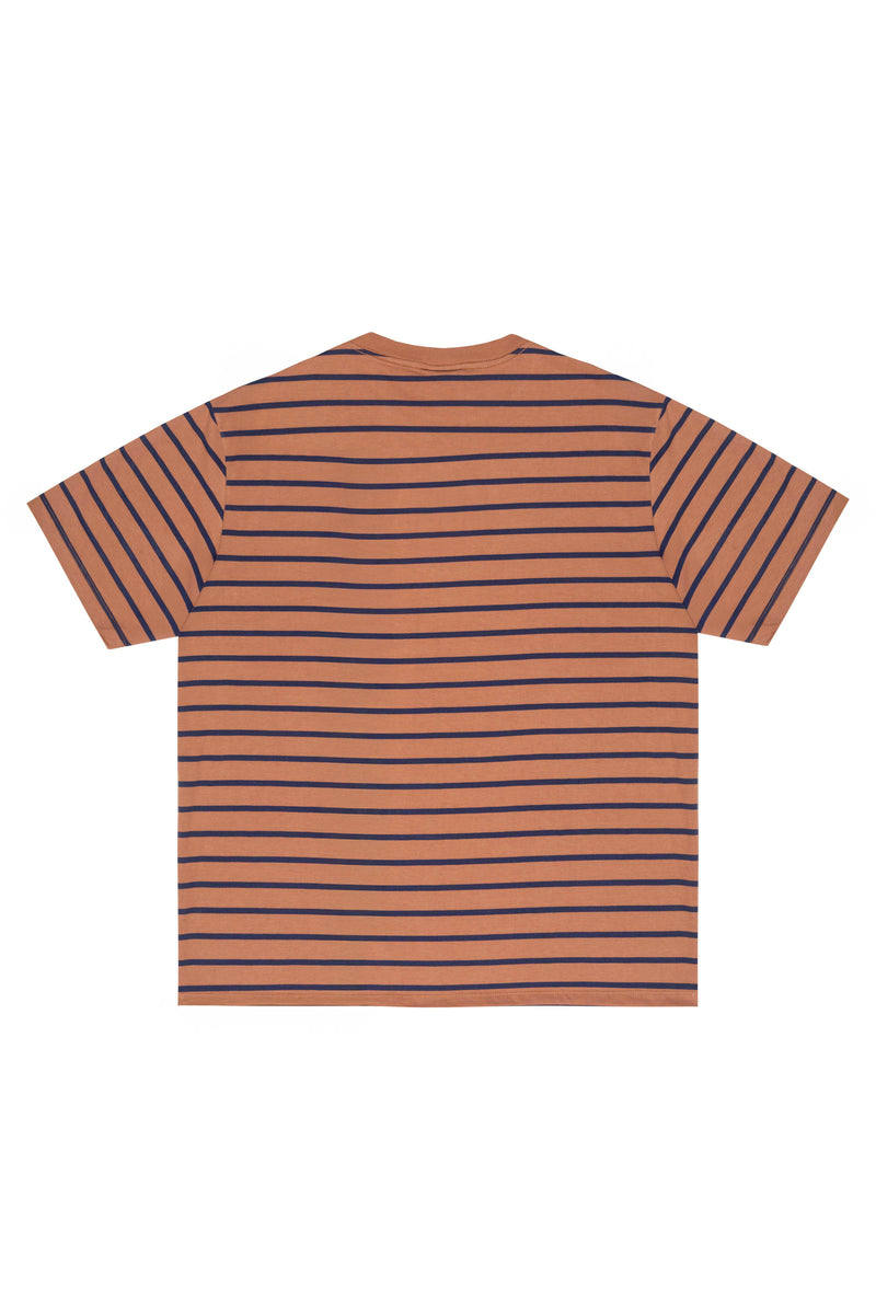 CAMISETA LISTRADA  "LOGO" RUST-NAVY