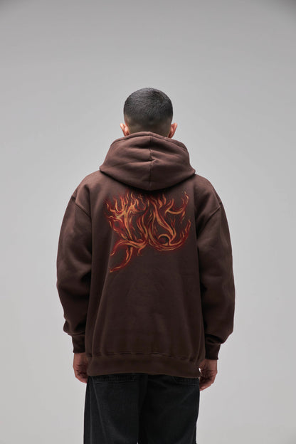 MOLETOM HOODIE "FLAMES" BROWN