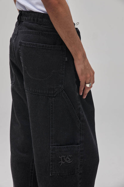 CALÇA WORK DENIM WASHED BLACK