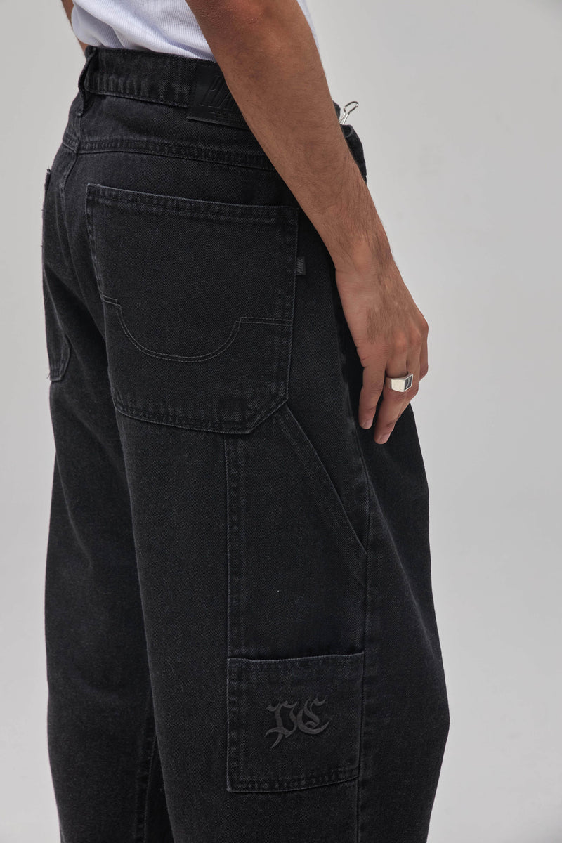 CALÇA WORK DENIM WASHED BLACK