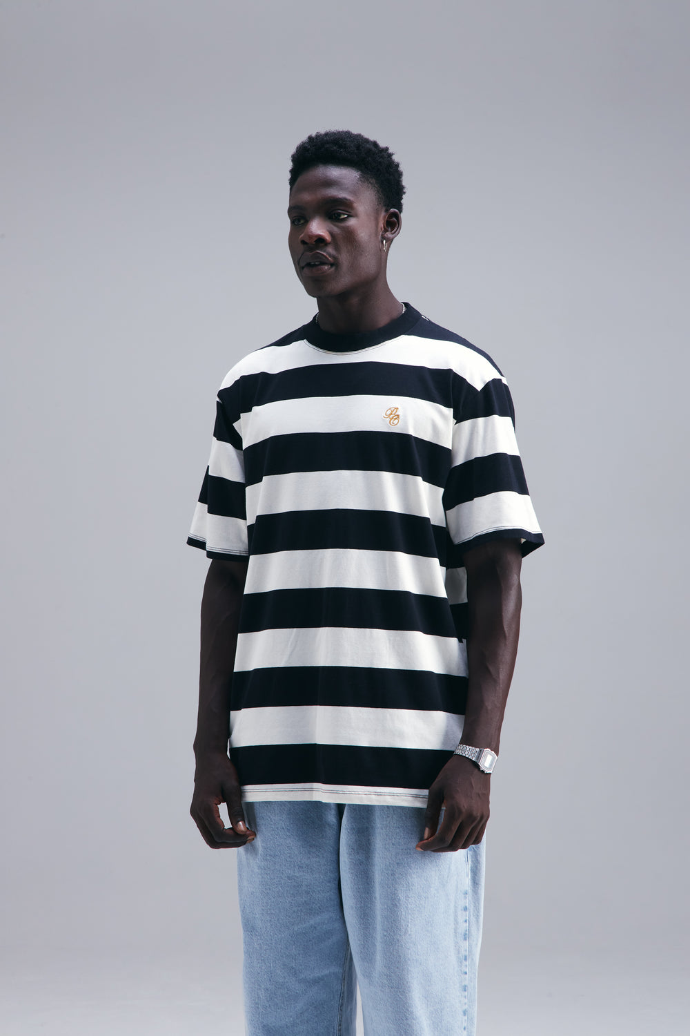 CAMISETA LISTRADA "PC LETTER" BLACK