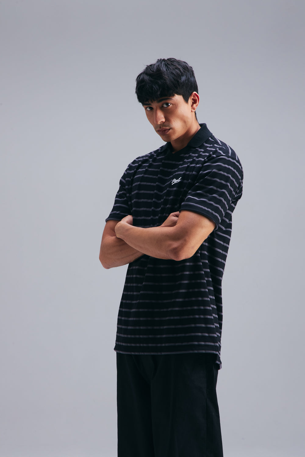 POLO JERSEY BLACK-GRAY