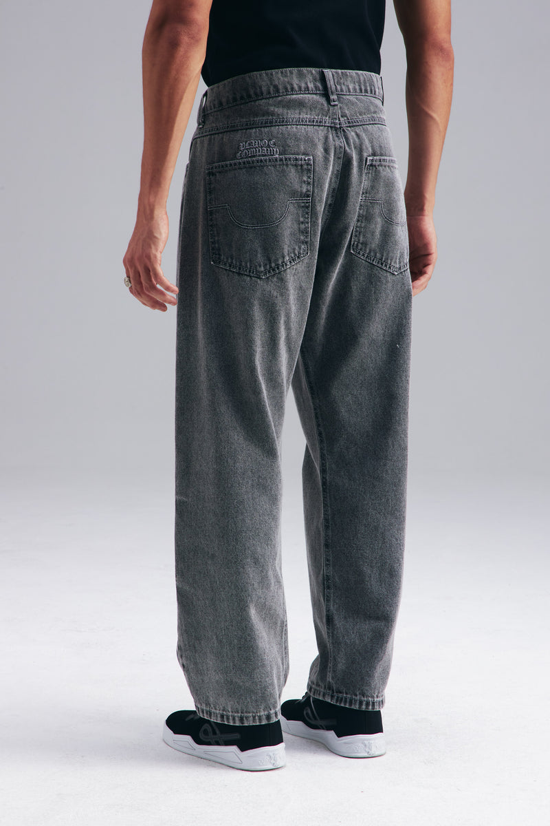 CALÇA BAGGY JEANS - WASHED GREY
