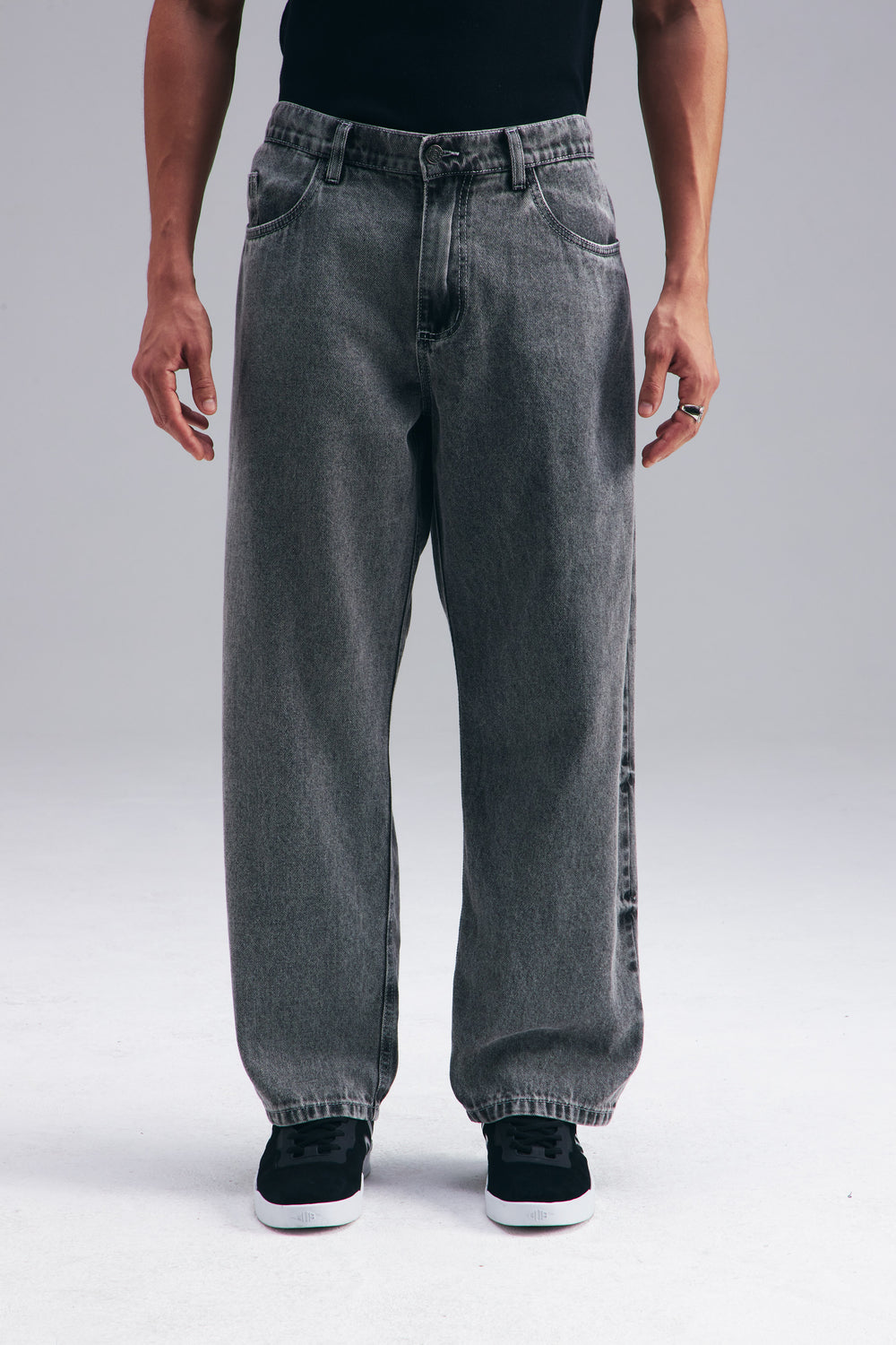 CALÇA BAGGY JEANS - WASHED GREY