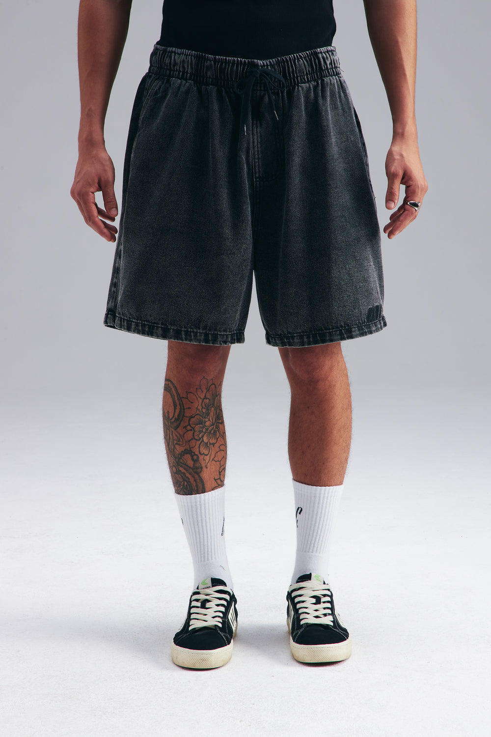 DENIM SHORTS COMFORT WASHED BLACK WASHED BLACK