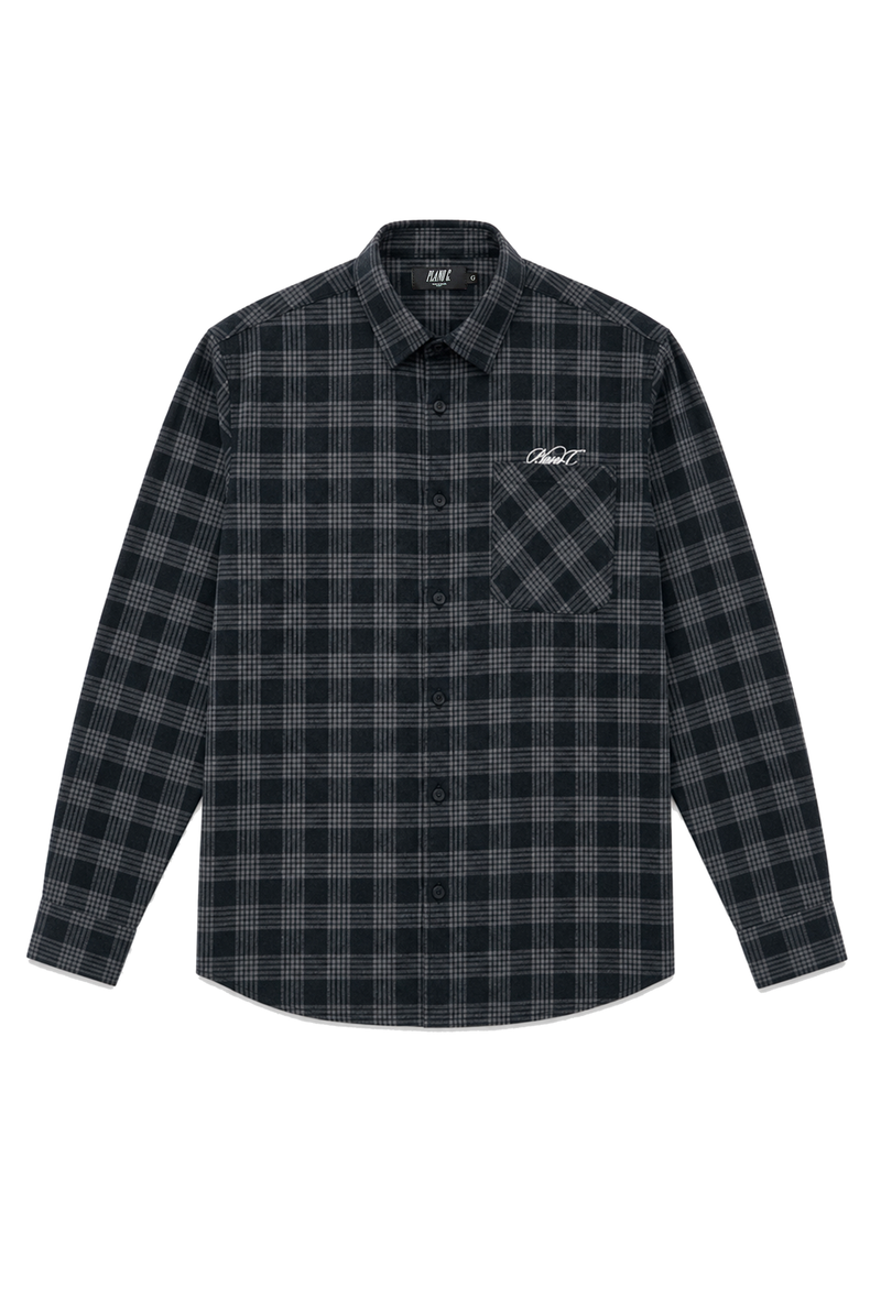 CAMISA SIGNATURE FLANNEL XADREZ PRETO-CINZA
